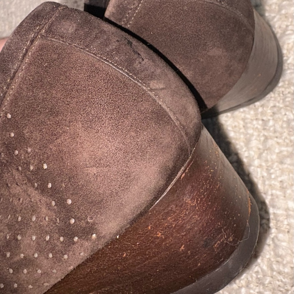 Stuart Weitzman Brown Platform Suede Stacked Heel… - image 7